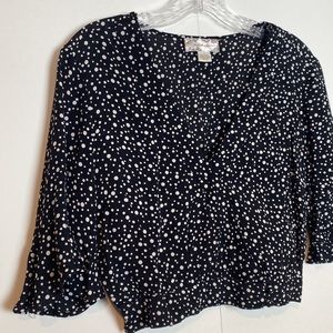 Band of Gypsies Polka Dot Ruffle Sleeve Cropped Blouse Size Small